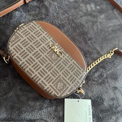 Selling Anne Klein Logo Dome Crossbody in Hazelnut - brand new with tags, never used