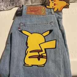 Christmas 25th Anniversary Pokémon Levi’s Collaboration Loose Straight Leg Jeans