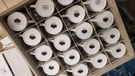 8oz royal white mugs.