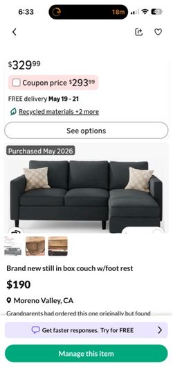 Repost* Couch with foot rest !