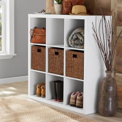 Better Homes & Gardens 9-Cube Storage Organizer, Textured White Textured White - 43.78" x 15.35" x 43.35"