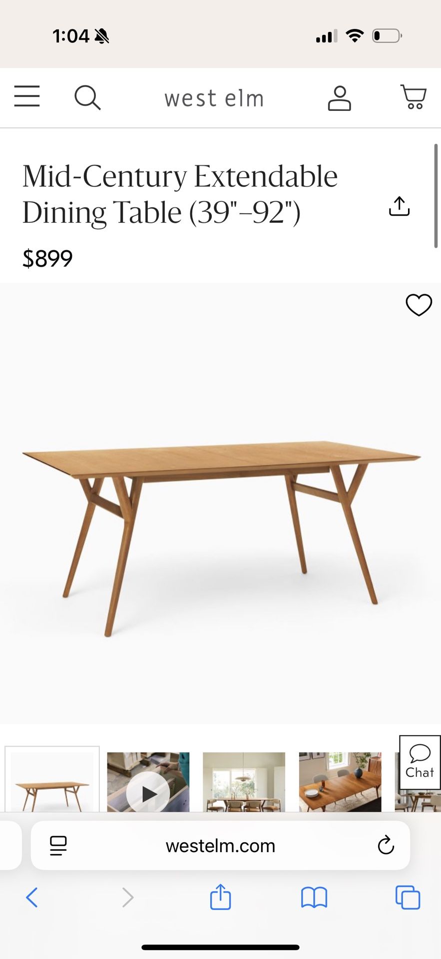 West Elm Dining Table with Leaf