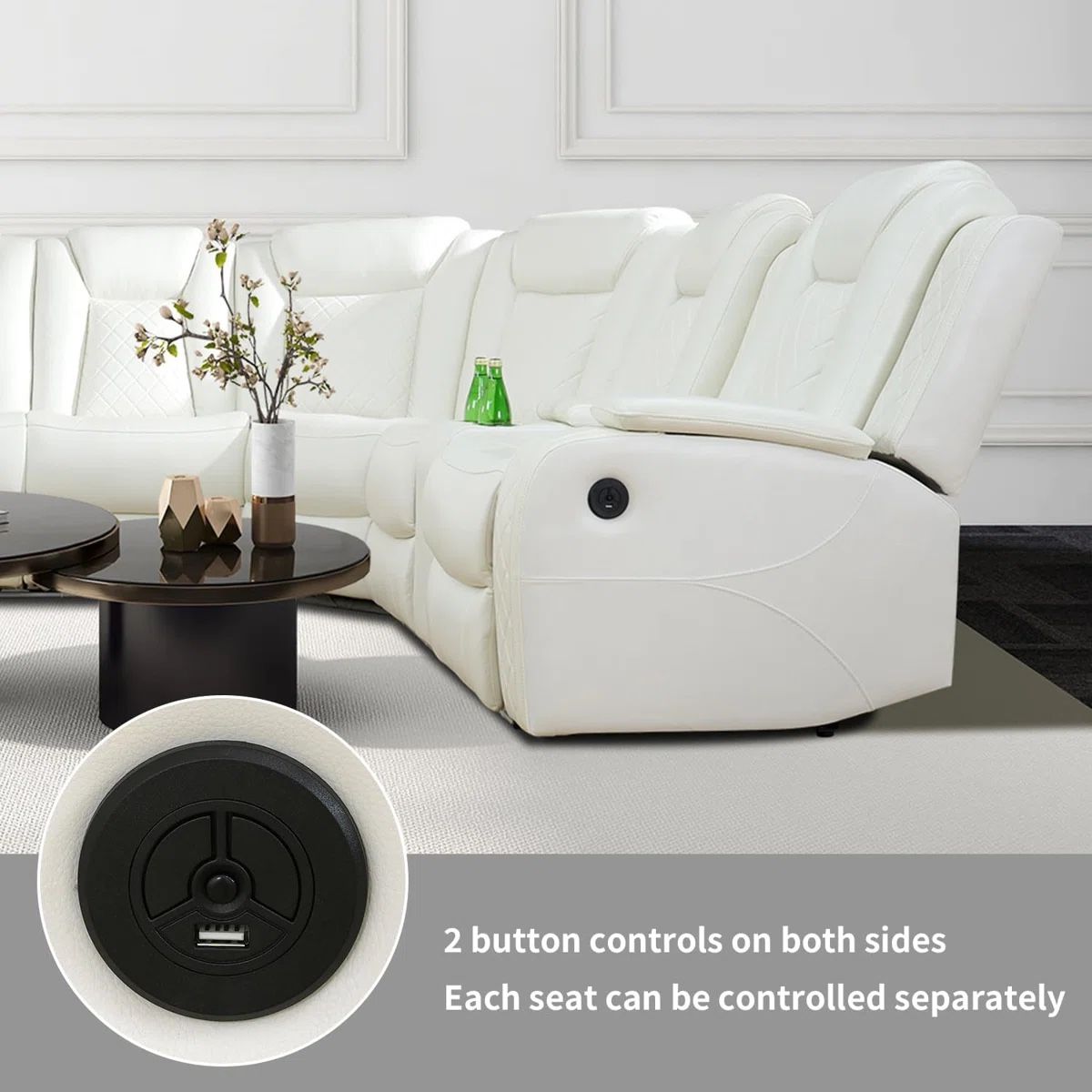 New White Power Reclining Couch