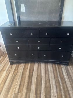 Black dresser with mirror
