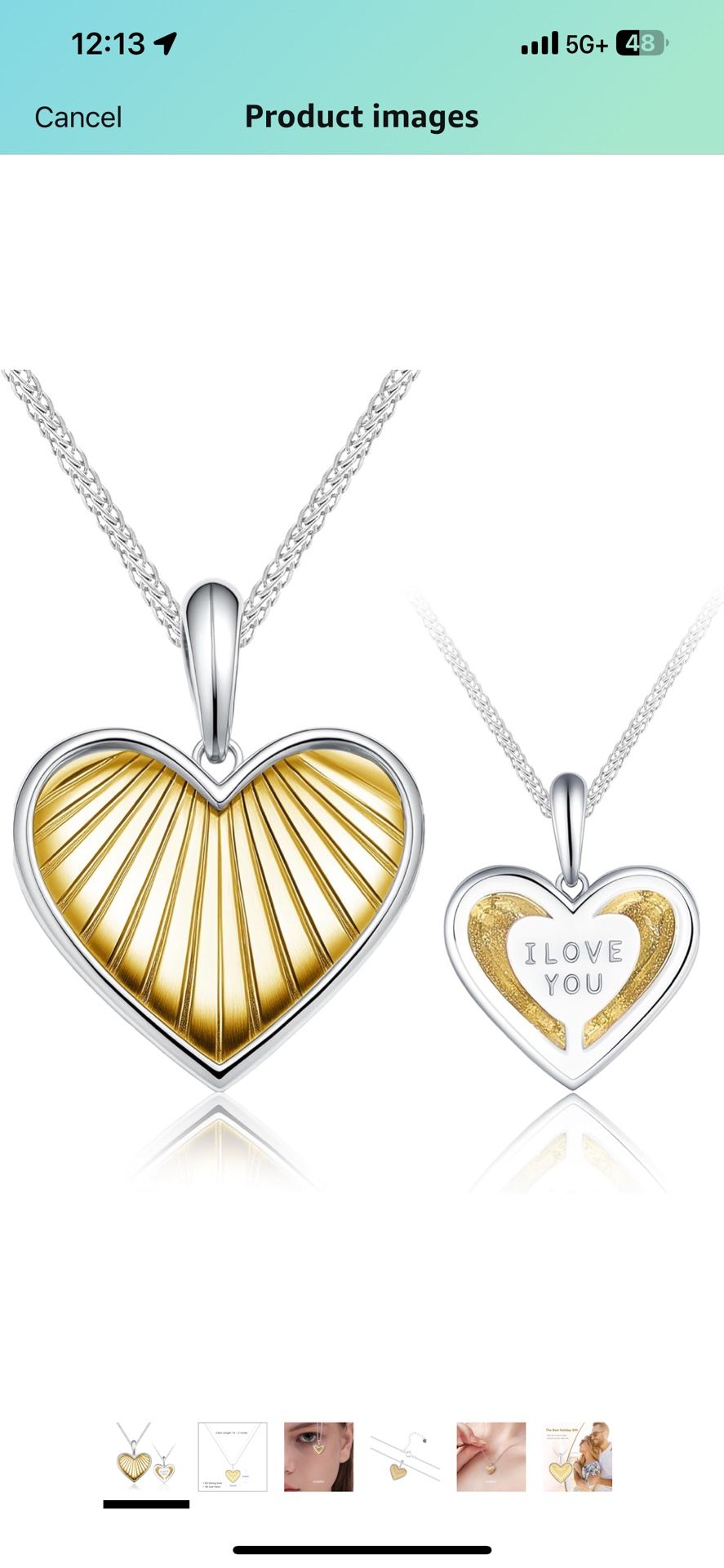 Sterling Silver Heart Pendant Necklace for Women, Double-Sided Gold Accent "I LOVE YOU" Charm, Romantic Jewelry Gift for Her