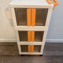 3-Tier Stackable Bins with Doors and Wheels