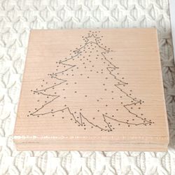 4" CHRISTMAS TREE W/ STAR Wood/Rubber Stamp J1202 Annette Allen Watkins 1993