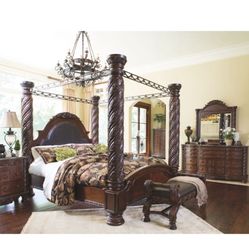 Ashley North Shore King Poster Bed With Canopy Set 