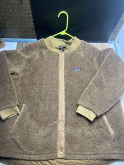 PATAGONIA WOMENS RECYCLED SHERPA BOMBER JACKET XL NEST BROWN