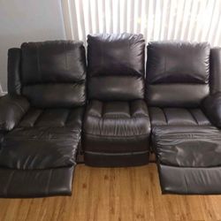 Brown Leather Recliner Couch 