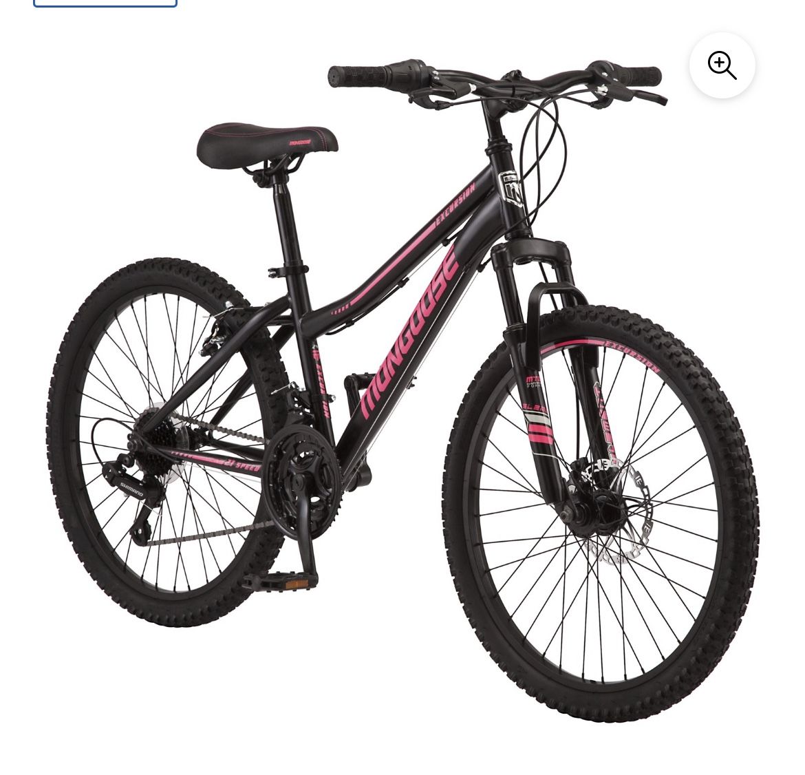 Mongoose Excursion Mountain Bike, 24-inch wheel, 21 speeds, black