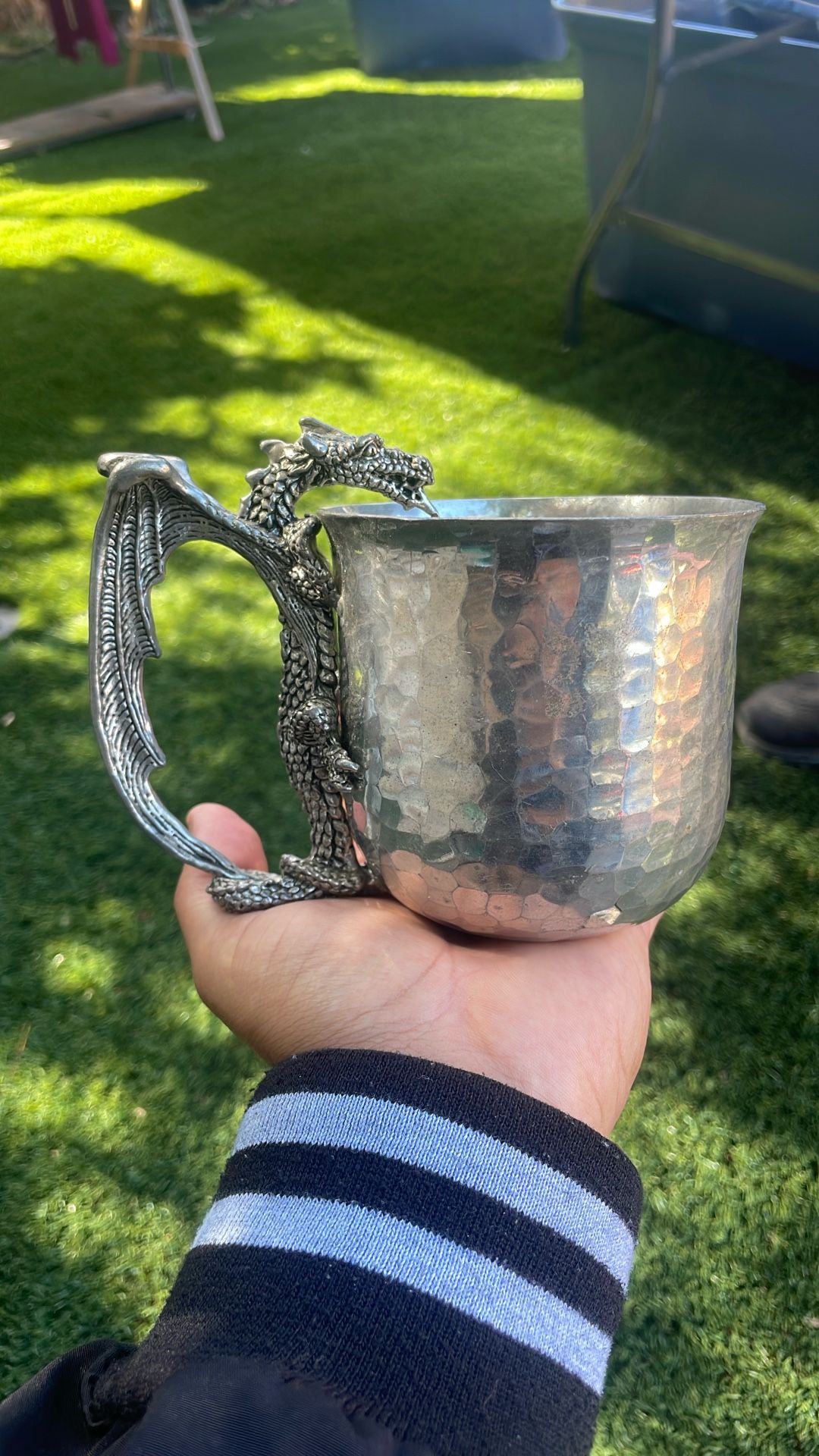 Drinking Dragon Pewter Cup