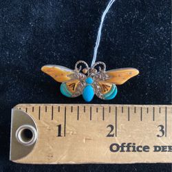 Sterling Silver Yellow Butterfly Pin 