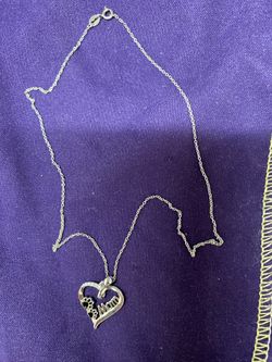 Sterling Silver Paw Print Dog Heart CZ Necklace I love you 18"