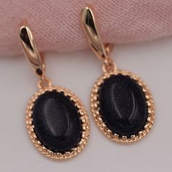 Rose Gold Natural Blue Sandstone Earrings