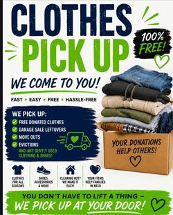 Pick up clothes leftover garage Sale leftovers