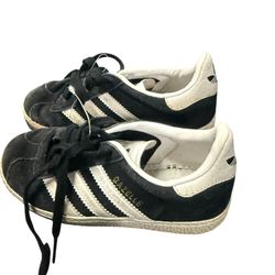 Adidas Gazelle Kids Size 10.5 Core Black Suede White Sneakers Shoes 