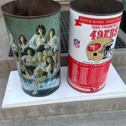 Vintage Raiders And Niners Garbage Cans