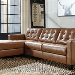 Baskove Auburn Leather RAF Or LAF Sectional

