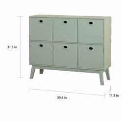 Simple Living Jamie Mid-Century Modern 6-door Storage Cabinet, White