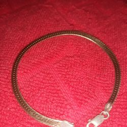 925 Sterling Silver Women's Vermeil Gold Herringbone  Bracelet 