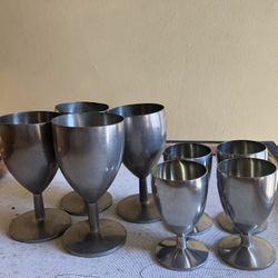 Pewter Goblet Set 4 Big 4 Small 