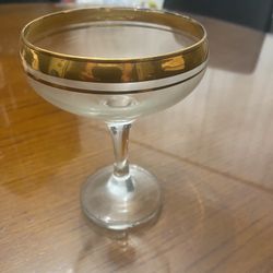 Gold Rim Champagne Coupe Glasses,