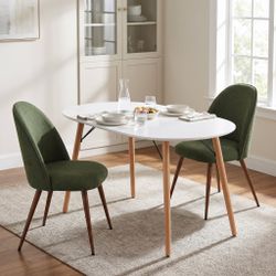 Homy Casa MICK + HAVEN Verita Green 3PC 47.2" Dining Set White Table with 2 Chairs Open Box