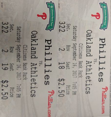 Two Phillies tickets - Saturday, Sept 16 game