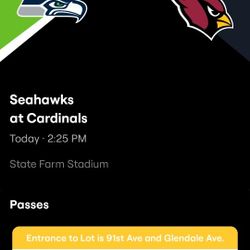 Arizona Cardinals Vs Seattle Seahawks Yellow Parking Pass