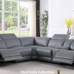 Leonardo White and Grey Top Grain Leather Match🧚‍♀️Living room set, Sofa, Loveseat, Ottoman, Sectional, recliner so🤹‍♂️$45 Down Payment 🎯financing 