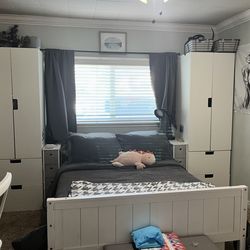 White full size bed frame