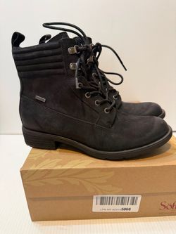 Sofft Womens Baxter Boot Black Suede Waterproof Lace Up