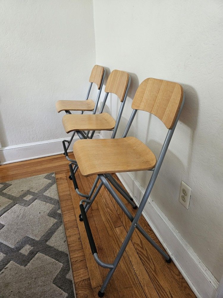 Counter Height Folding Wood Bar Stools With Footrest