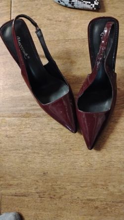 Maccerie Burgundy Patent Slingback Heels