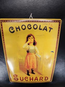 "Fillette Suchard" Reproduction CHOCOLAT Metal Post Card Sign  M15686 Retro Vintage Ad Print