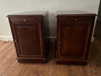 Vintage Pair of Traditional Slim Storage End Tables / Nightstands with Secret Compartments