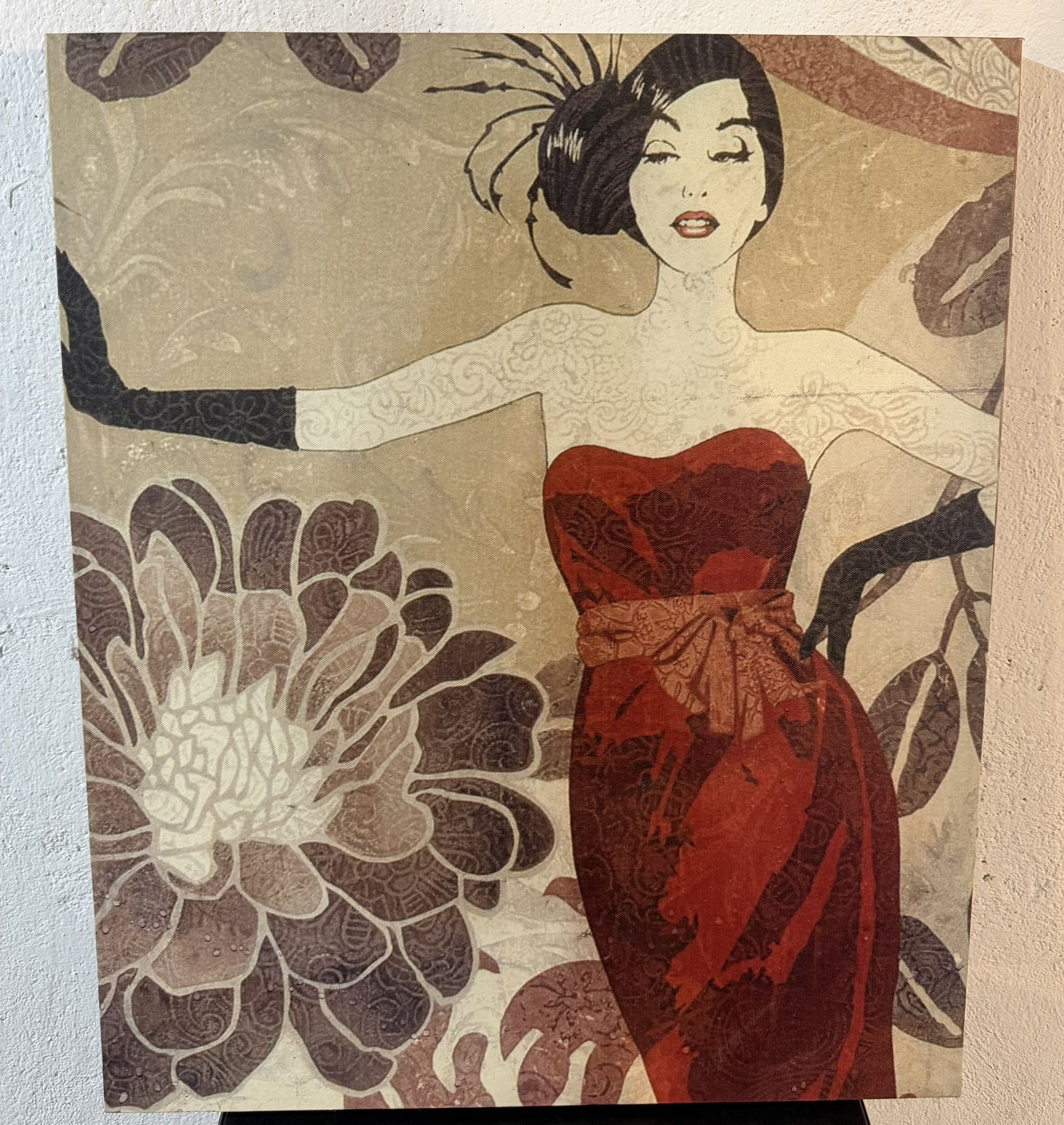 Art Deco Style Woman in Red Dress – Canvas Wall Art (Ready to Hang)