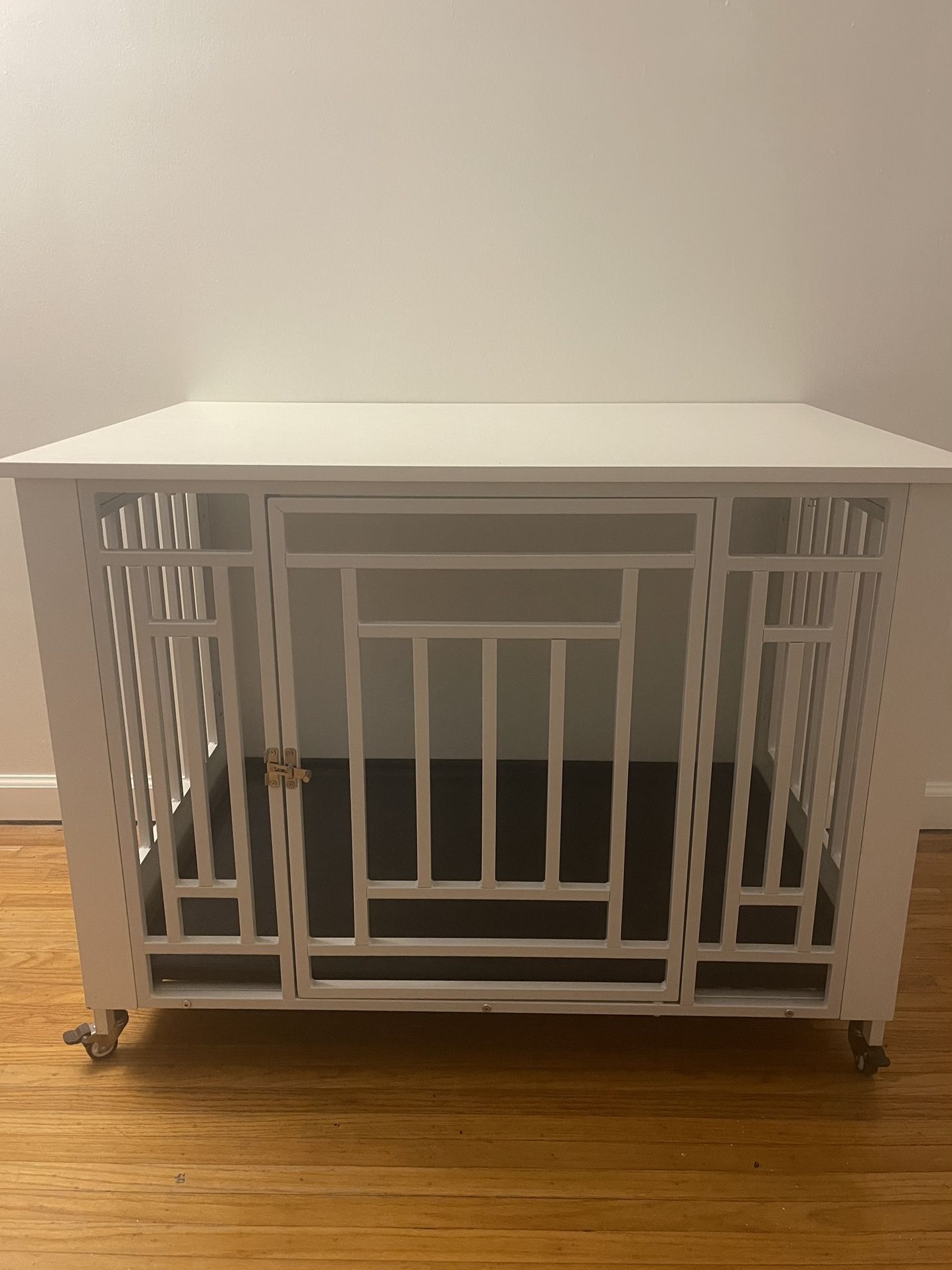 White, Pet Crate with wheels