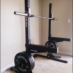 Rogue Fitness SML-1 70” Monster Lite Squat Rack Stand With SAML-24 Spotter Arms And Plate Storage Pair