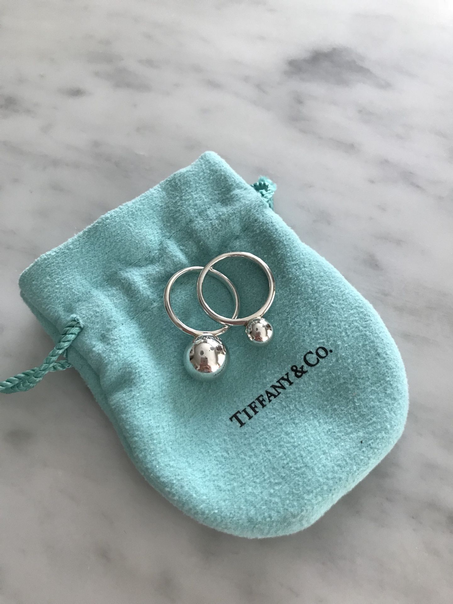 Tiffany small and medium ball rings - sterling silver size 7