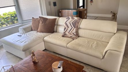 White leather sectional sofa