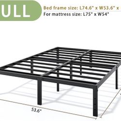 Full Metal Platform Bed Frame 14 Inch Tall,No Box Spring Needed,Full Size Bed with Heavy Duty Strong Support Slats,Easy to Assemble,Black 1421 O51541