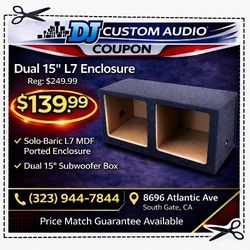 Kicker L7 Solo-Baric 15" Subwoofer Box Dual 15 Inch Speaker Ported Enclosure MDF Wood 🚨 Payment Options Available 🚨 No Credit Needed 🚨 