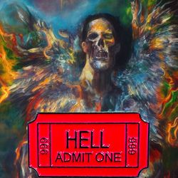 NWT HELL ADMIT ONE Enamel Pin | Red Ticket 666 | Occult Goth Horror Accessory