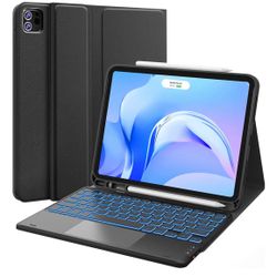 iPad Air 11 Inch Case with Keyboard M3/M2 (2025/2024), 7-Color Backlight, Multi-Touch Trackpad, 2 Wireless Channels, for iPad Pro 11 (4th/3rd/2nd/1st 