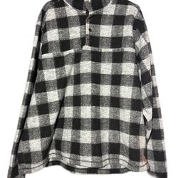 John Wayne Timeless Classic Plaid Wooly Fleece 1/4 Button Snap Sweatshirt. 2xL
