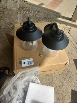 LUTEC 2-Pack Outdoor Light Fixtures, Indoor/Outdoor Barn Wall Sconces, Matte Black Finish, Anti-Rust Wall Mount Light, Waterproof Wall Lamp with Glass