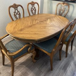 Solid Wood Dining Set With 6 Chairs