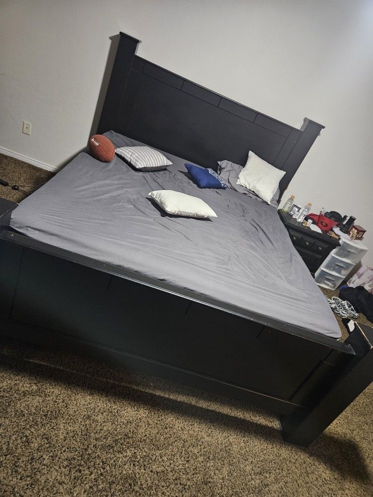 Black Cal King Mattress, Box Springs, Bed Frame